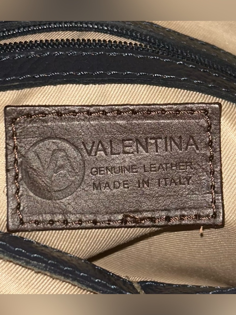 Valentina Genuine Leather Convertible Cross Body Purse Navy Blue Made In Italy - Picture 8 of 11